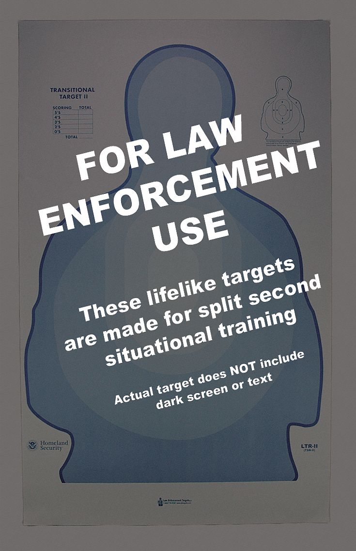 Shooting Range Targets: Paper, Silhouette Target, 3 1/3 ft Ht, 25 in Wd, Blue, 100 PK