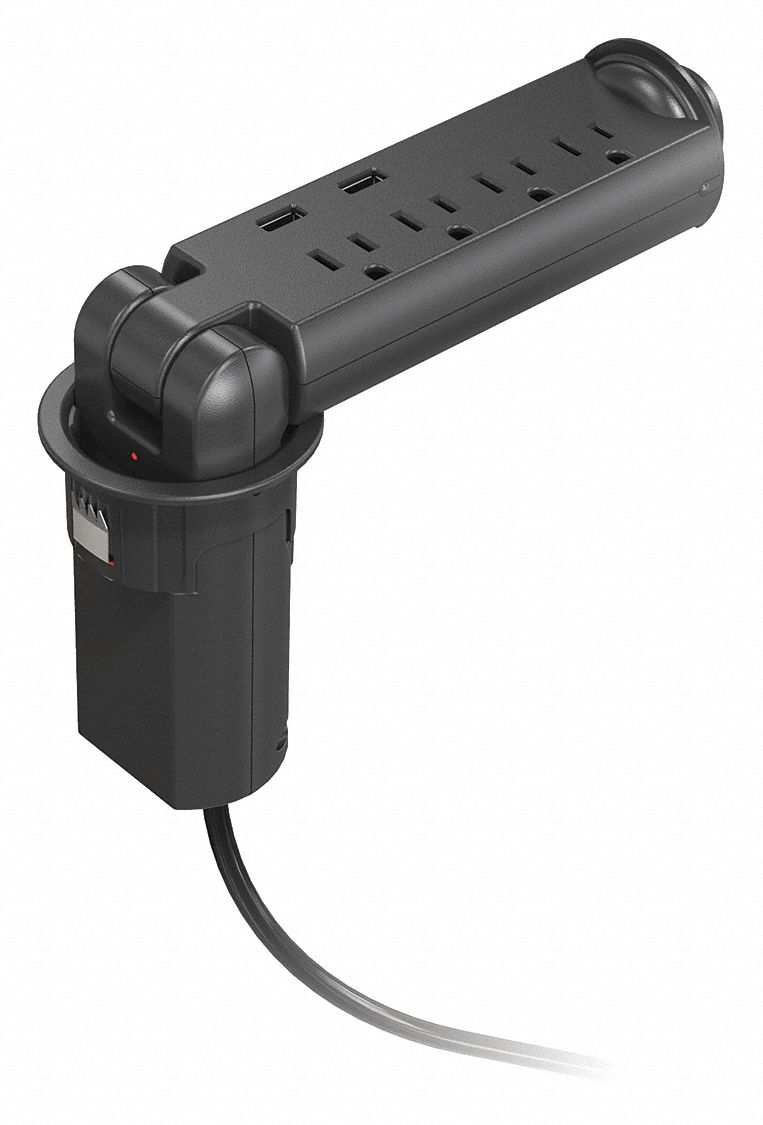 Surge Outlet Strip w/Pop-Up Desk Grommet