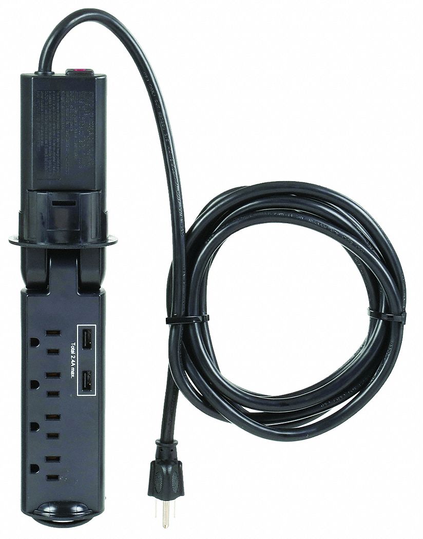 Surge Outlet Strip, w/Pop-Up Desk Grommet