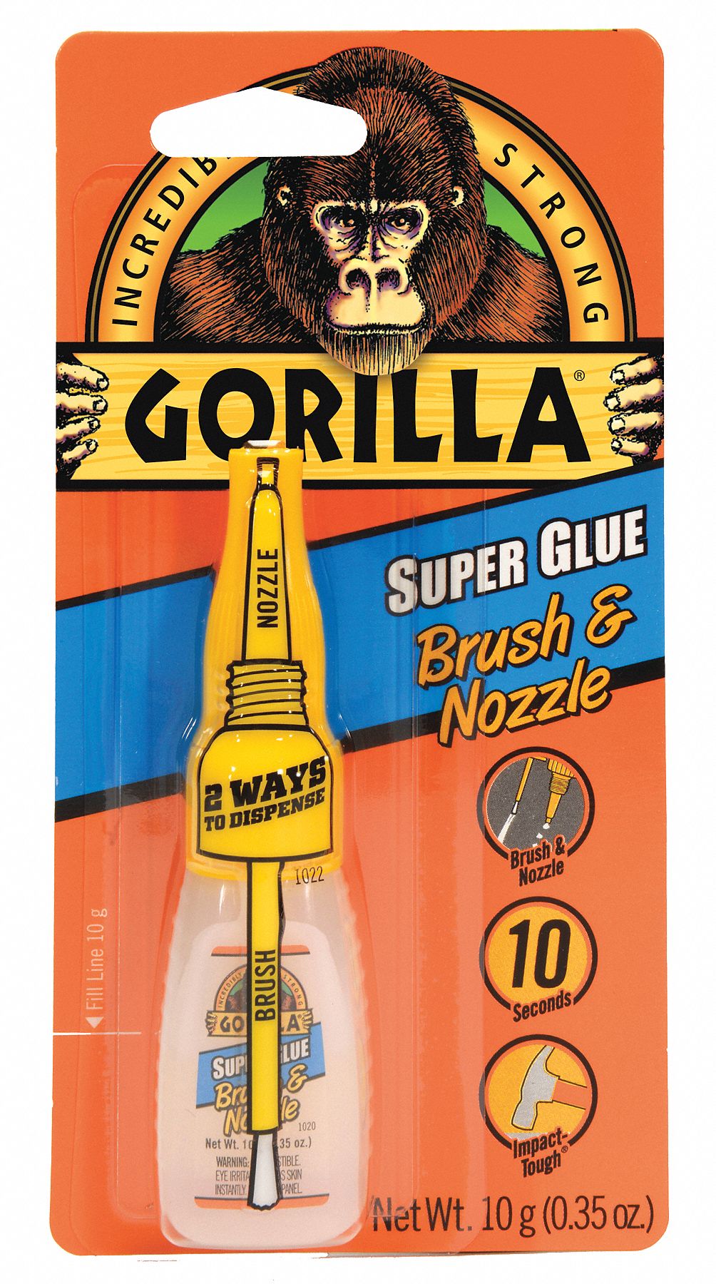 Gorilla Super Glue with Brush & Nozzle Applicator, 10 Gram, Clear