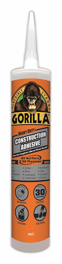 CONSTRUCTION ADHESIVE, HEAVY DUTY, 9 FL OZ, CARTRIDGE, WHITE, GENERAL BONDING