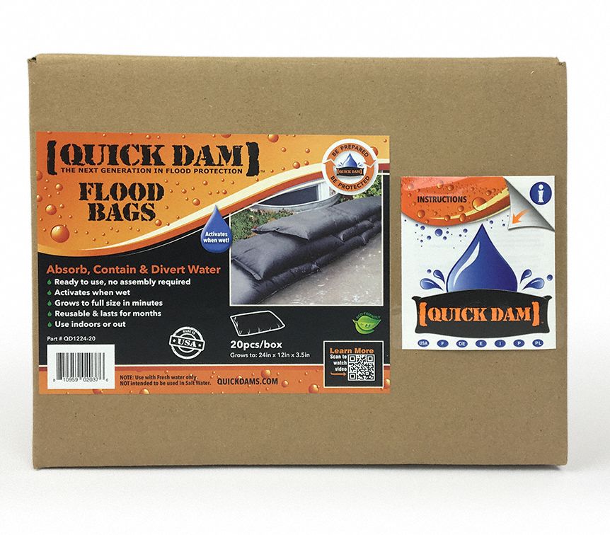 QUICK DAM Water Activated Flood Bag Closed, Freshwater, Polypropylene