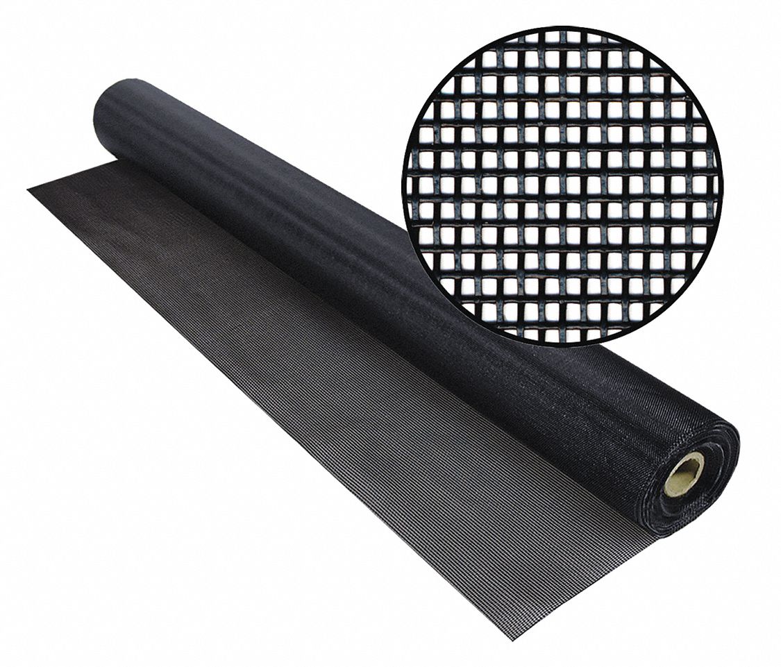 Replacement Screen: Polyester, Black, 17 x 13 Mesh Size, 5 ft Wd, 50 ft Lg, 0.018 in Wire Dia