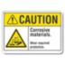 Caution: Corrosive Materials. Wear Required Protection. Signs