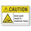 Caution: Acid Could Result In Moderate Injury. Signs