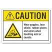 Caution: Wear Goggles, Face Shield, Rubber Gloves And Apron. When Handling Acid Or Caustic. Signs