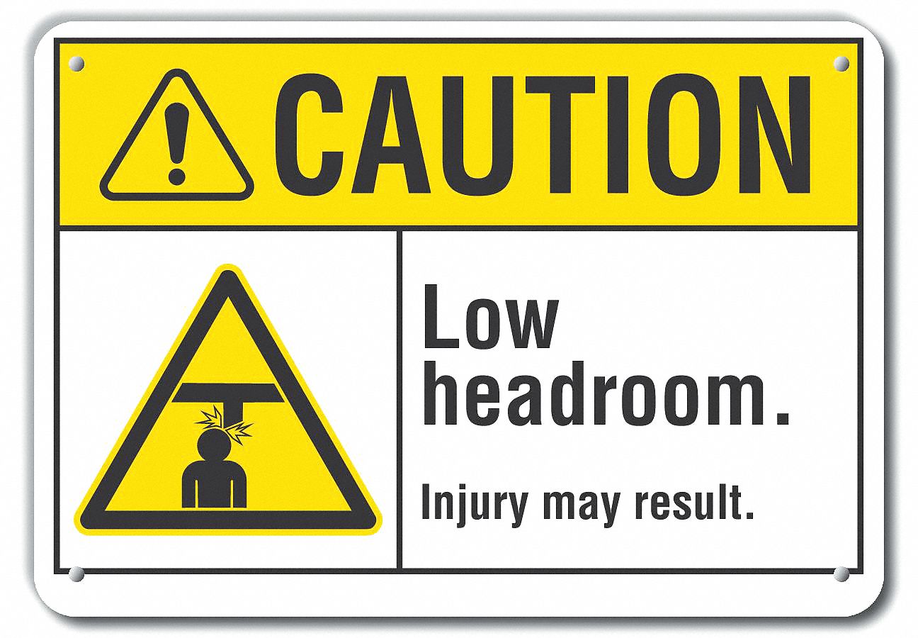 Reflective  Low Clearance Caution Sign: Aluminum, Mounting Holes Sign Mounting, Engineer Grade