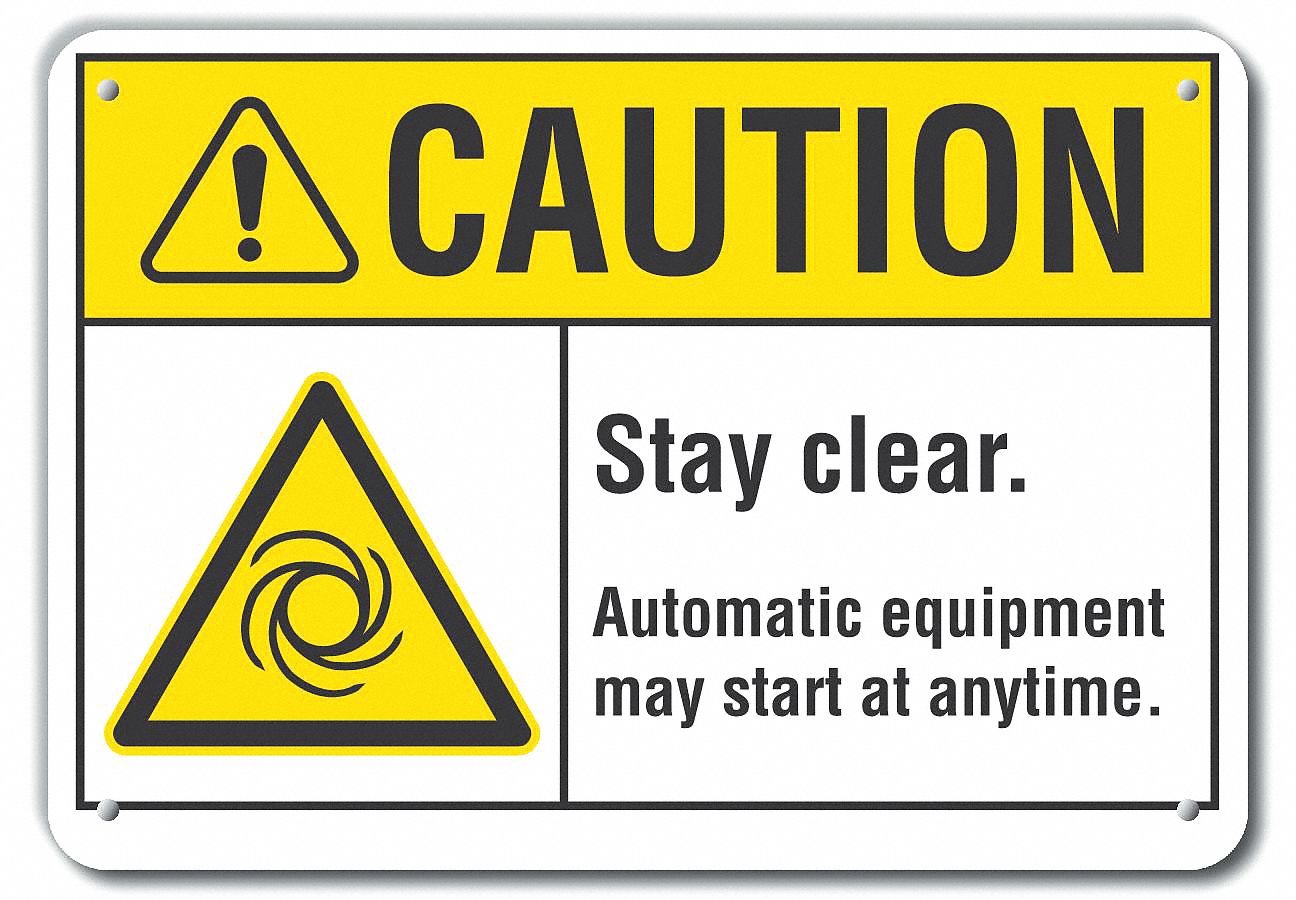 Reflective  Stay Clear Caution Sign: Aluminum, Mounting Holes Sign Mounting, Engineer Grade