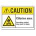 Caution: Chlorine Area. Hazardous Contact May Result In Injury. Signs