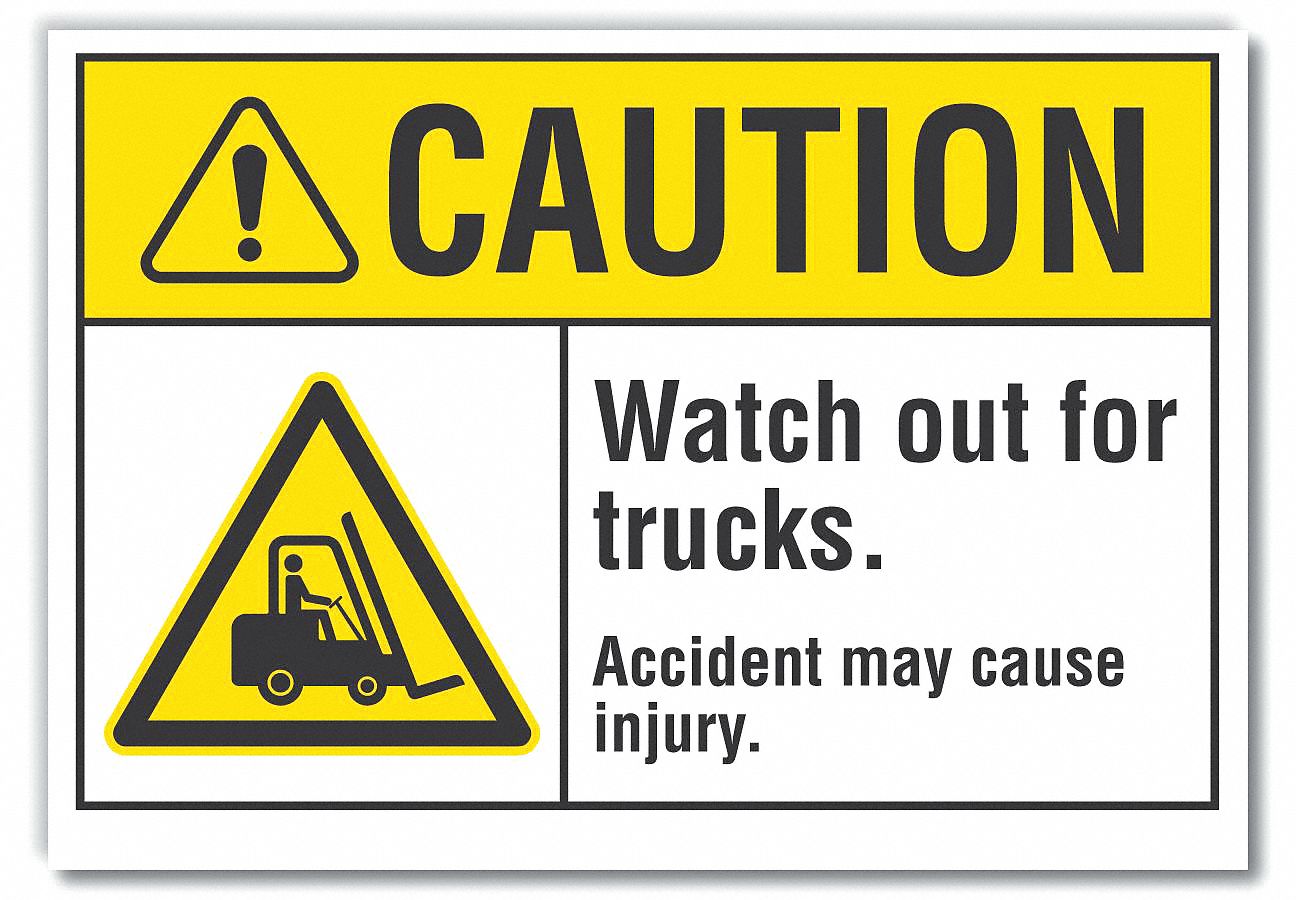  Lift Truck Traffic Caution Reflective Label: Reflective Sheeting, Adhesive Sign Mounting