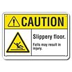 Caution: Slippery Floor. Falls May Result In Injury. Signs image