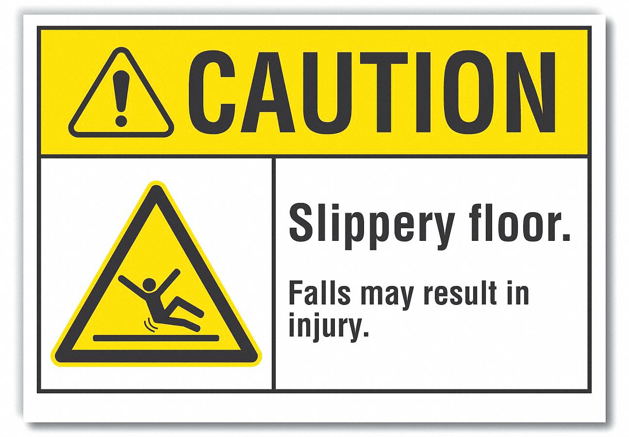  Slippery Floor Caution Reflective Label: Reflective Sheeting, Adhesive Sign Mounting, Caution