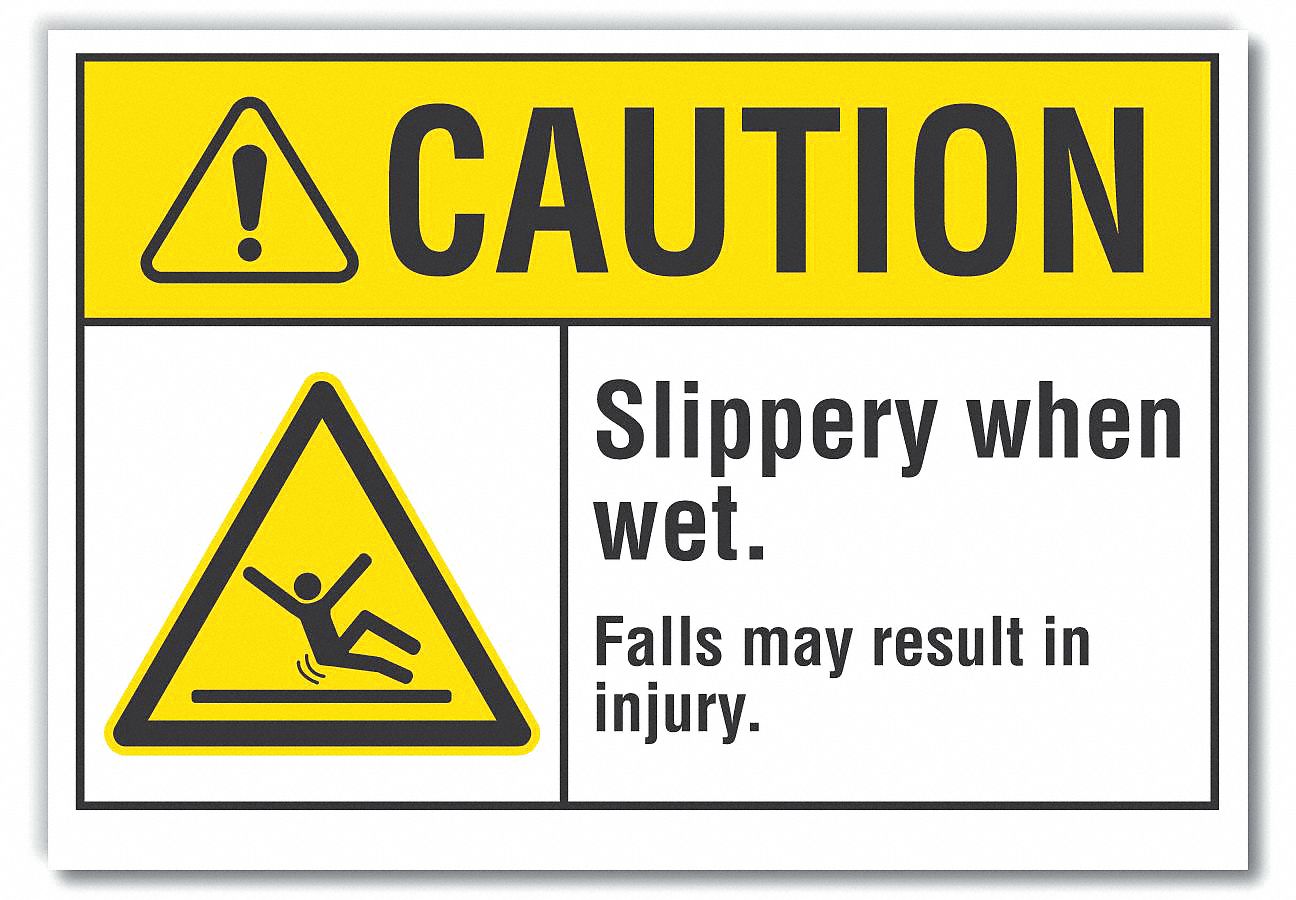  Slippery Floor Caution Reflective Label: Reflective Sheeting, Adhesive Sign Mounting, Caution, Wall