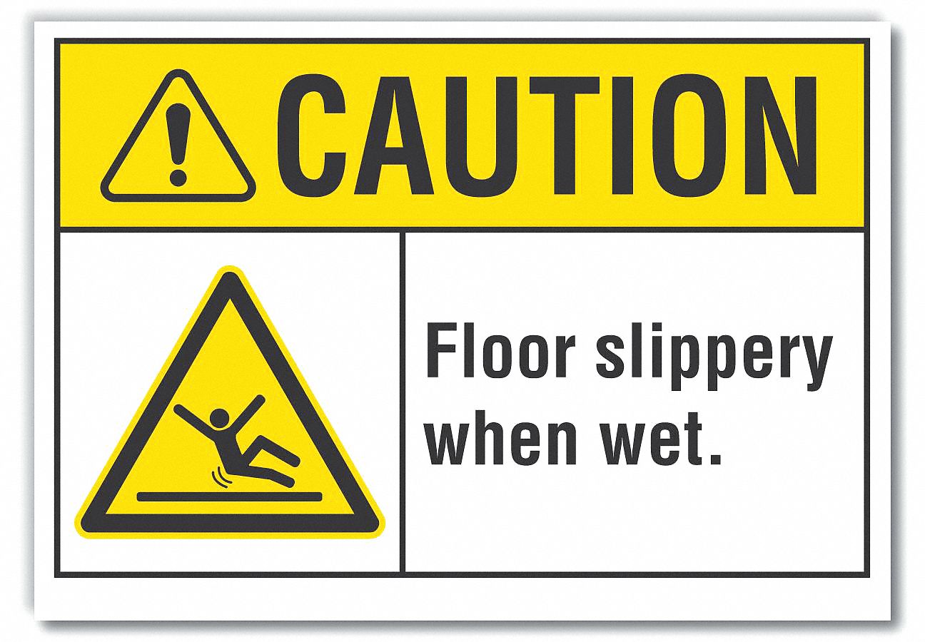  Slippery Floor Caution Reflective Label: Reflective Sheeting, Adhesive Sign Mounting, Caution, Wall