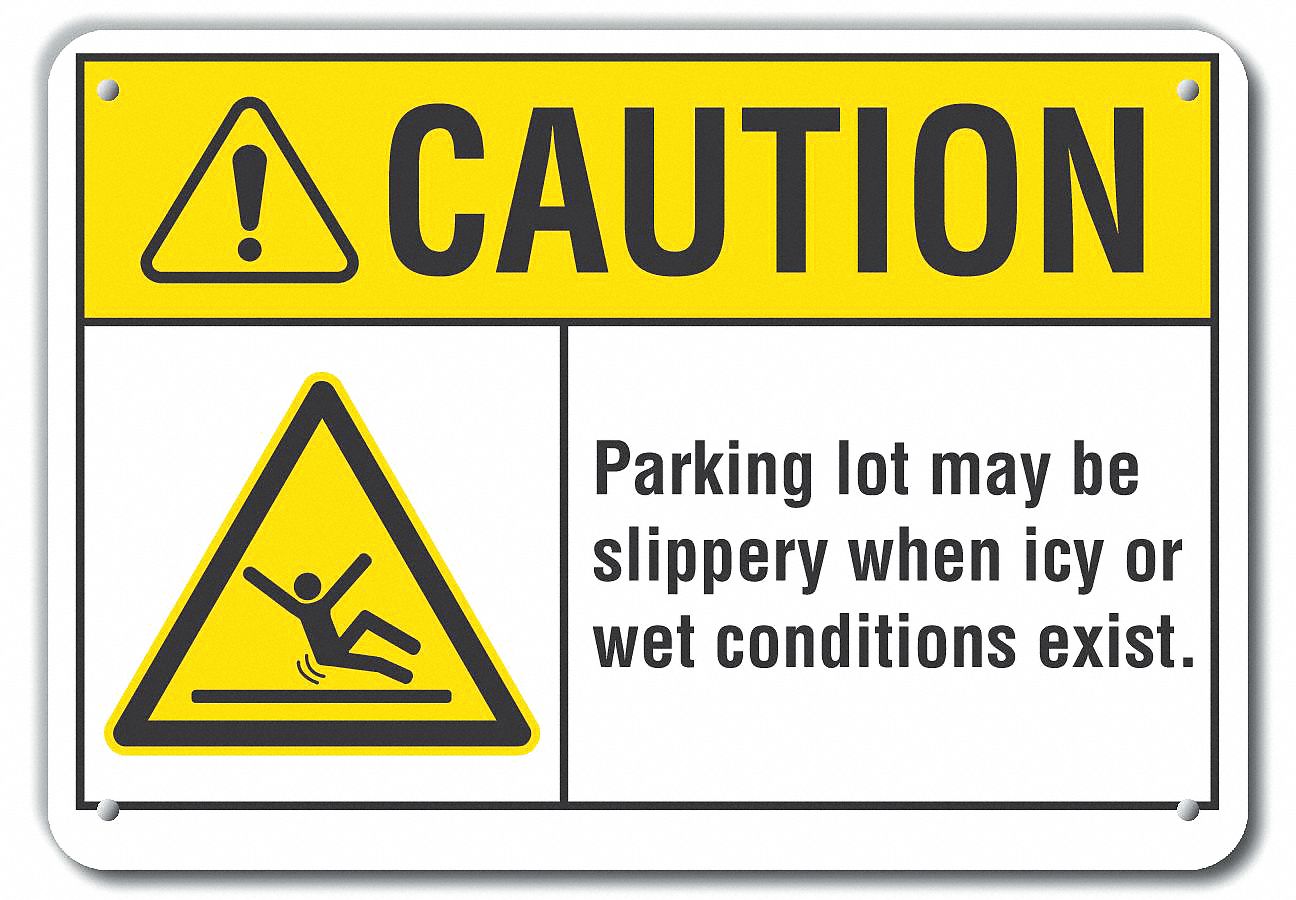 Reflective  Slippery Caution Sign: Aluminum, Mounting Holes Sign Mounting, Engineer Grade, Caution