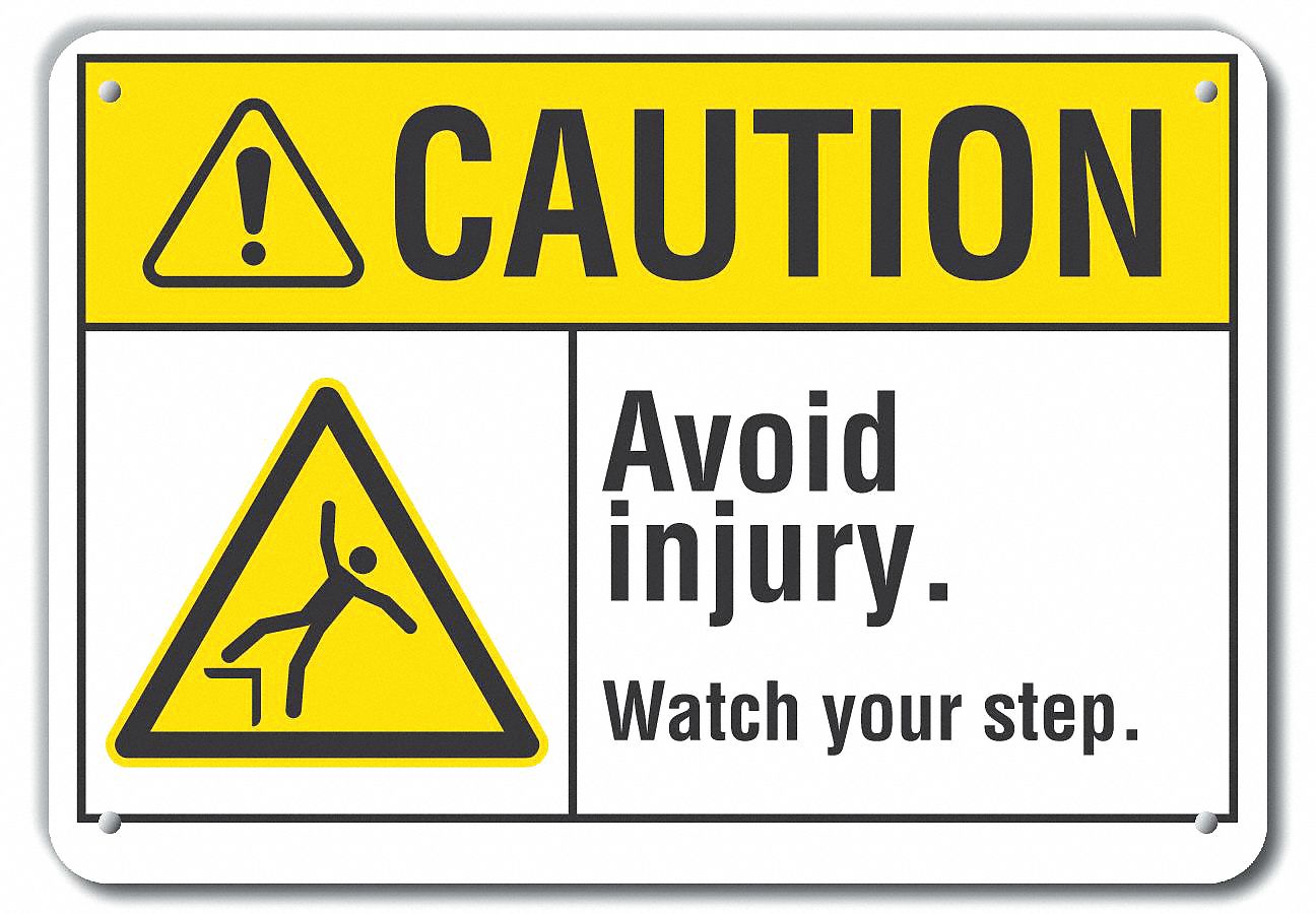 Reflective  Steps Caution Sign: Aluminum, Mounting Holes Sign Mounting, Engineer Grade, Caution