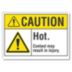 Caution: Hot. Contact May Result In Injury. Signs