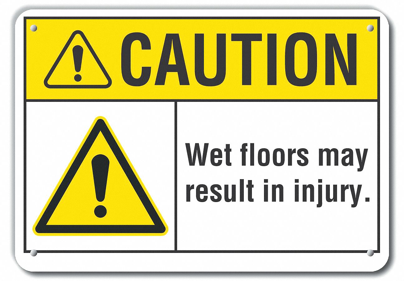 Aluminum, Mounting Holes Sign Mounting, Reflective Wet Floor Caution