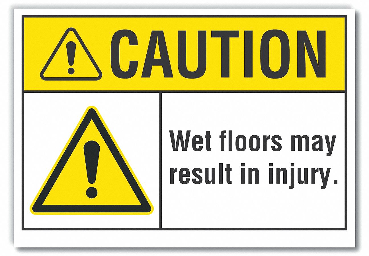  Wet Floor Caution Reflective Label: Reflective Sheeting, Adhesive Sign Mounting, Engineer Grade