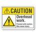 Caution: Overhead Work. Proceed With May Cause Injury. Signs