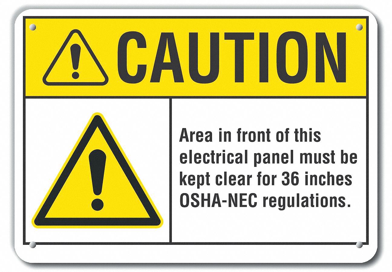 Reflective  Electrical Panel Caution Sign: Aluminum, Mounting Holes Sign Mounting, Engineer Grade