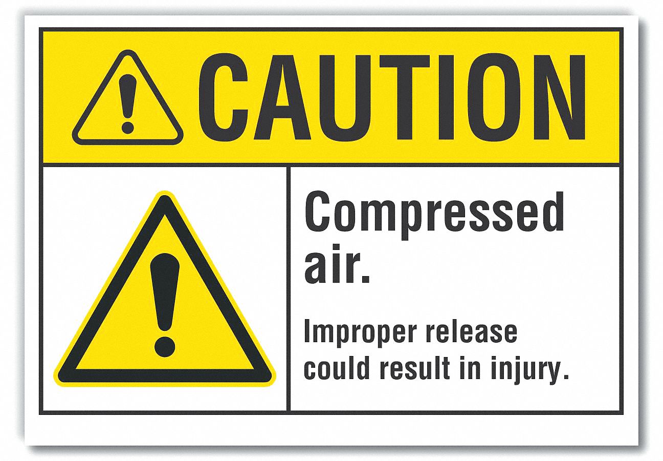  Compressed Air Caution Reflective Label: Reflective Sheeting, Adhesive Sign Mounting