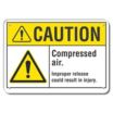 Caution: Compressed Air. Improper Release Could Result In Injury. Signs