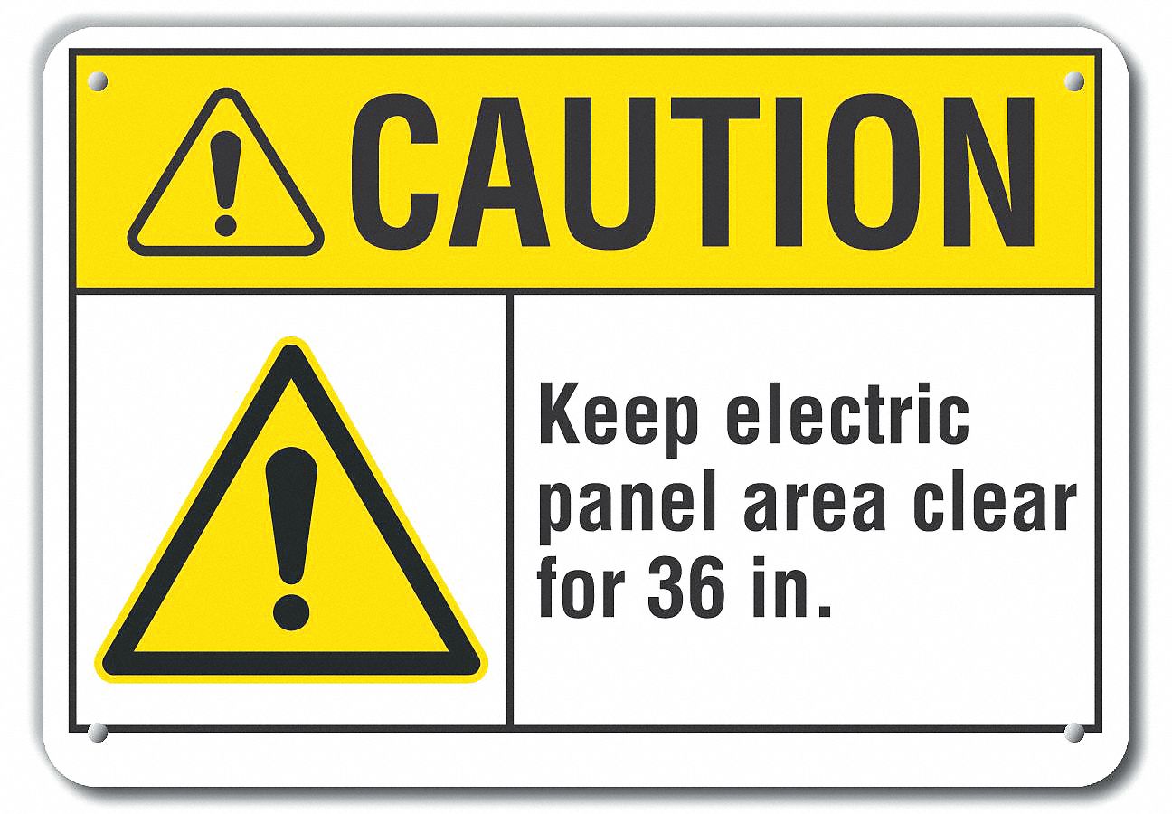 Reflective  Electrical Panel Caution Sign: Aluminum, Mounting Holes Sign Mounting, Engineer Grade