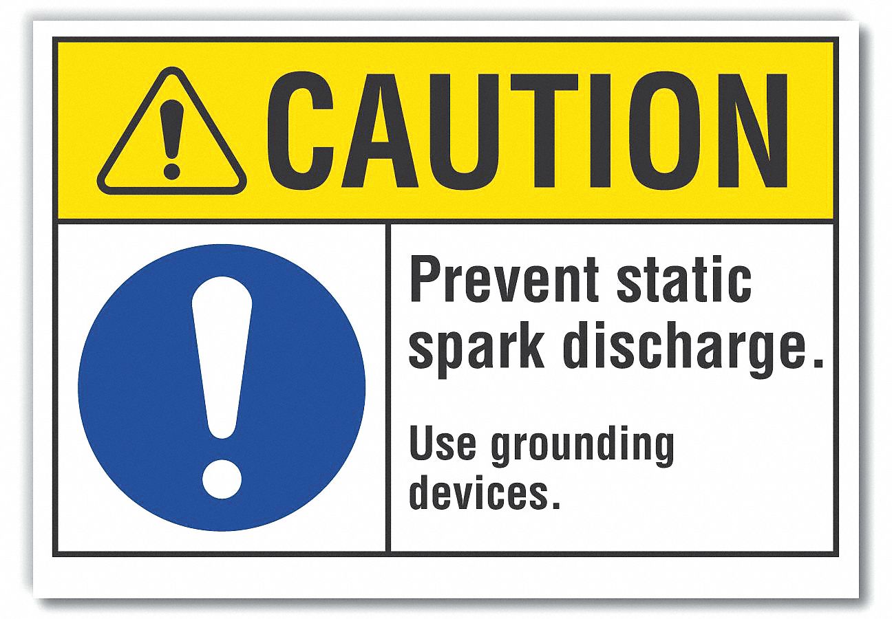  Grounding  Caution Reflective Label: Reflective Sheeting, Adhesive Sign Mounting, Engineer Grade