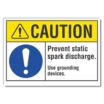 Caution: Prevent Static Spark Discharge. Use Grounding Devices. Signs