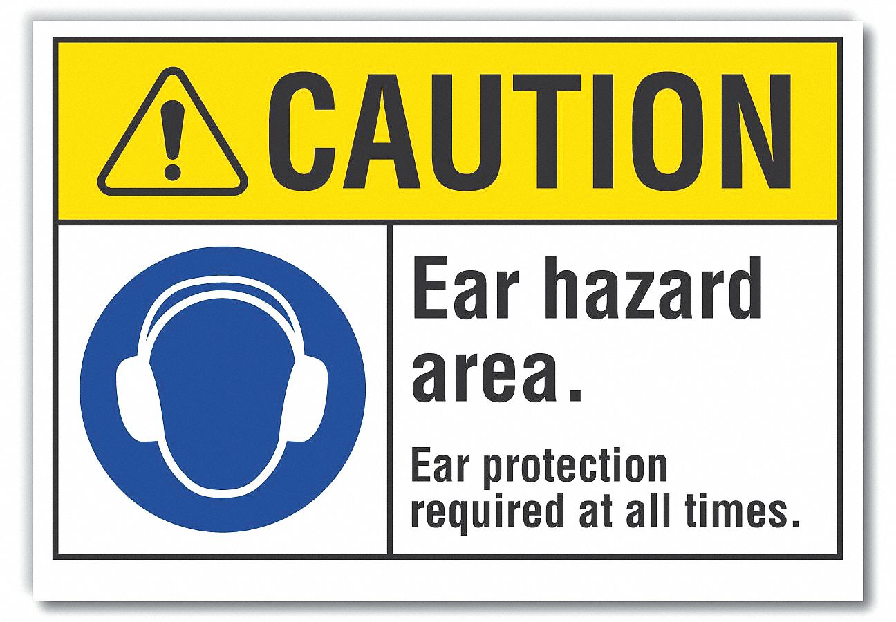  Hearing  Caution Reflective Label: Reflective Sheeting, Adhesive Sign Mounting, Engineer Grade