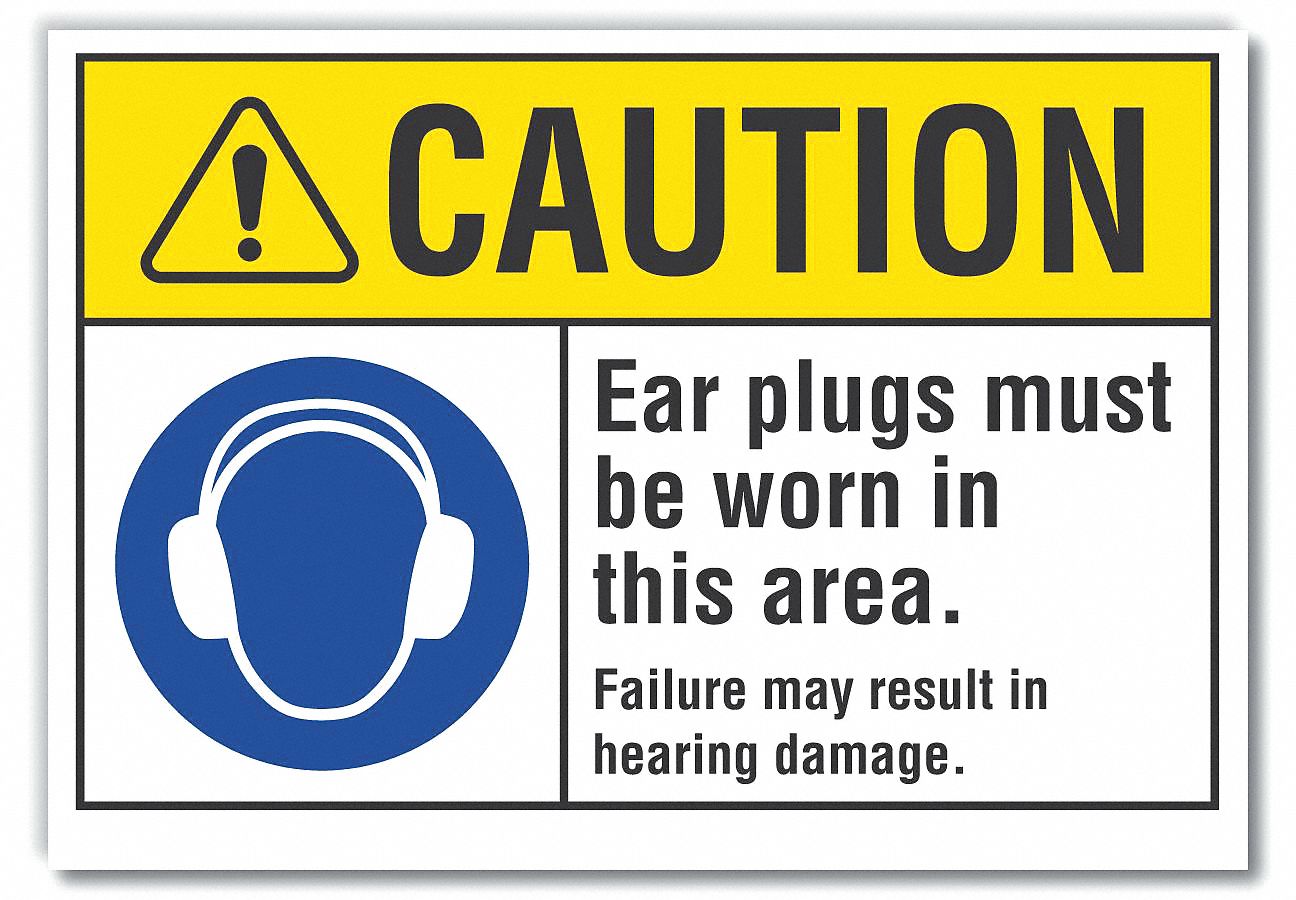  Hearing  Caution Reflective Label: Reflective Sheeting, Adhesive Sign Mounting, Engineer Grade