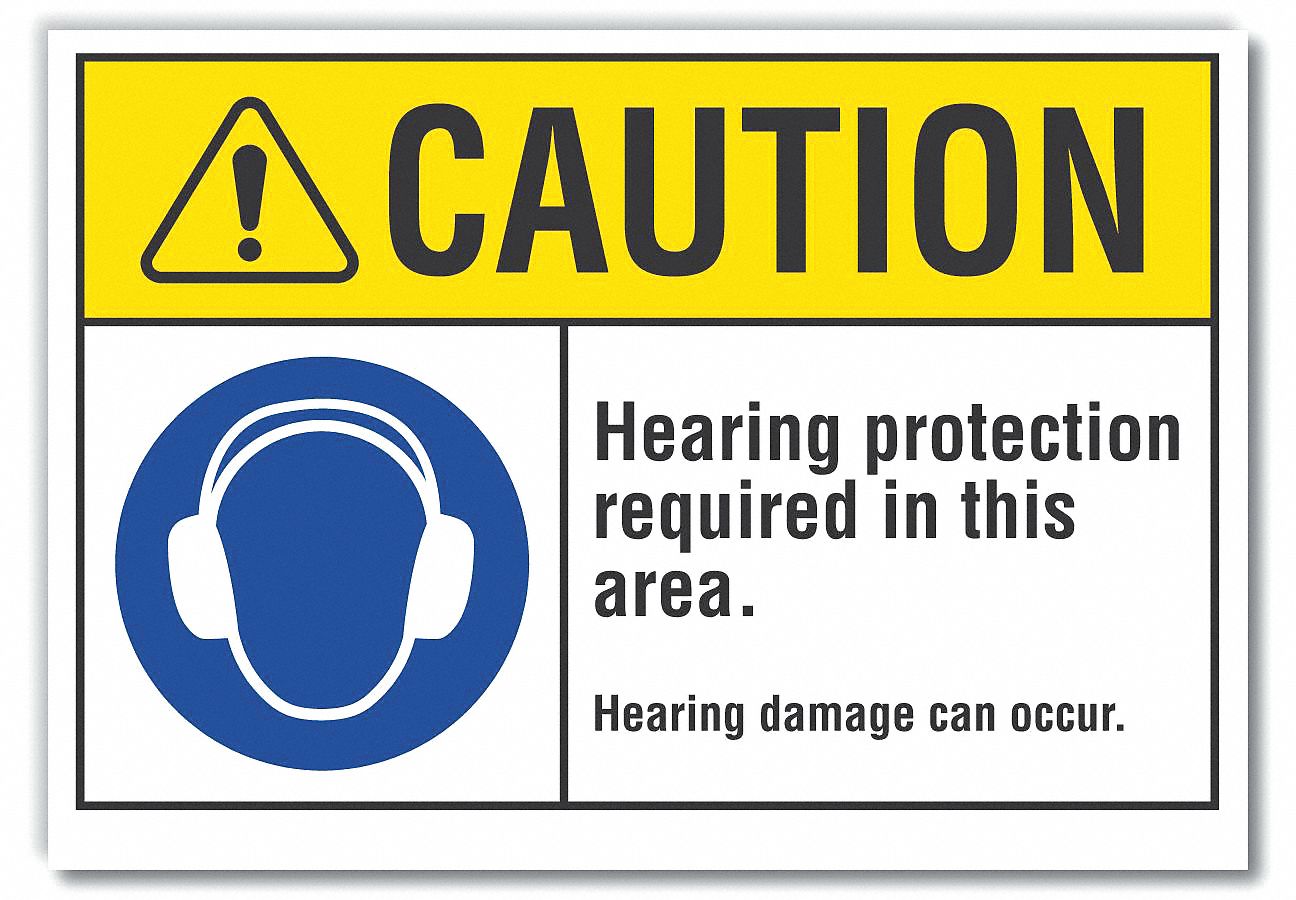  Hearing  Caution Reflective Label: Reflective Sheeting, Adhesive Sign Mounting, Engineer Grade