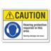 Caution: Hearing Protection Required In This Area. Hearing Damage Can Occur. Signs