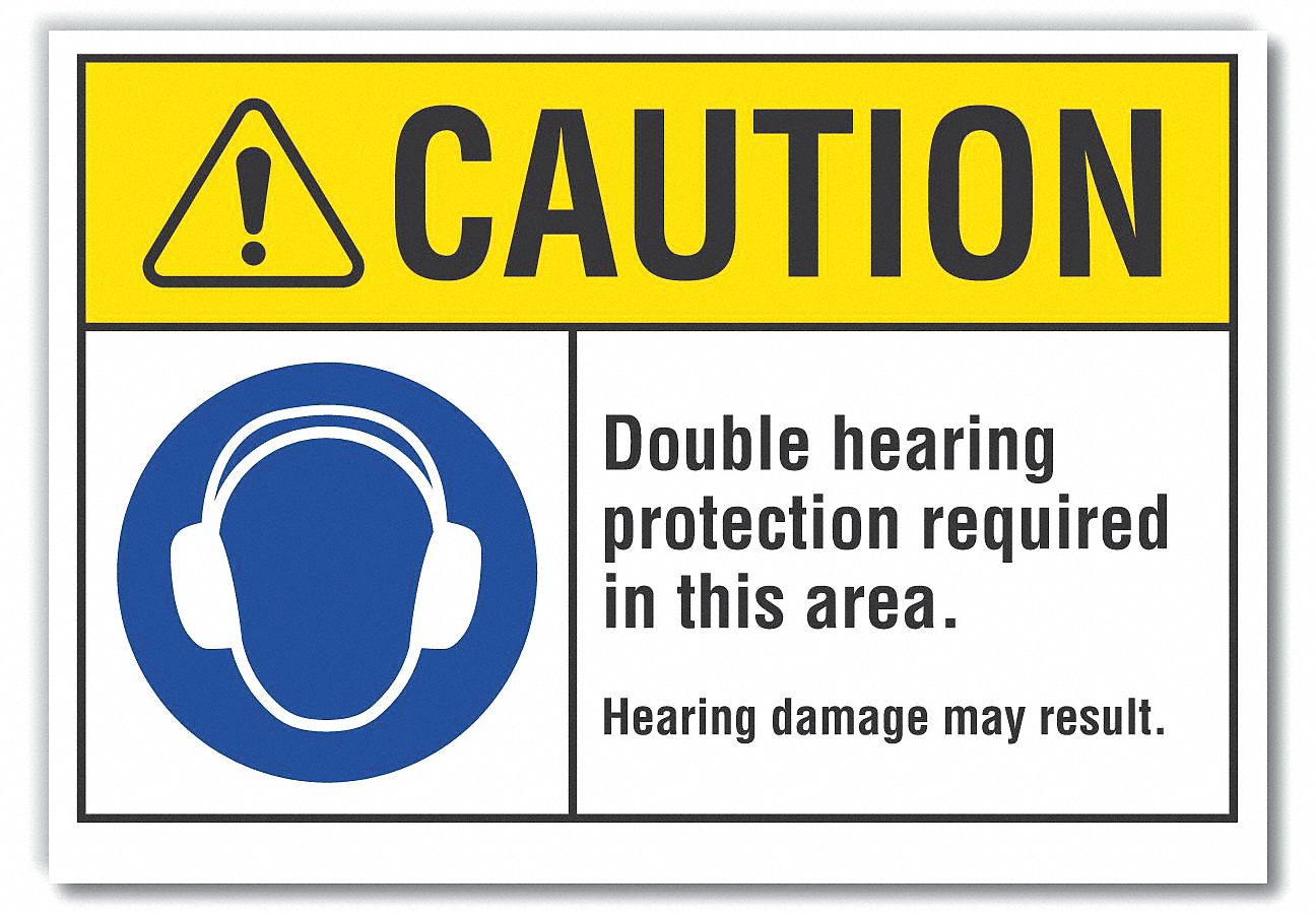  Hearing  Caution Reflective Label: Reflective Sheeting, Adhesive Sign Mounting, Engineer Grade