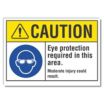 Caution: Eye Protection Required In This Area. Moderate Injury Could Result. Signs