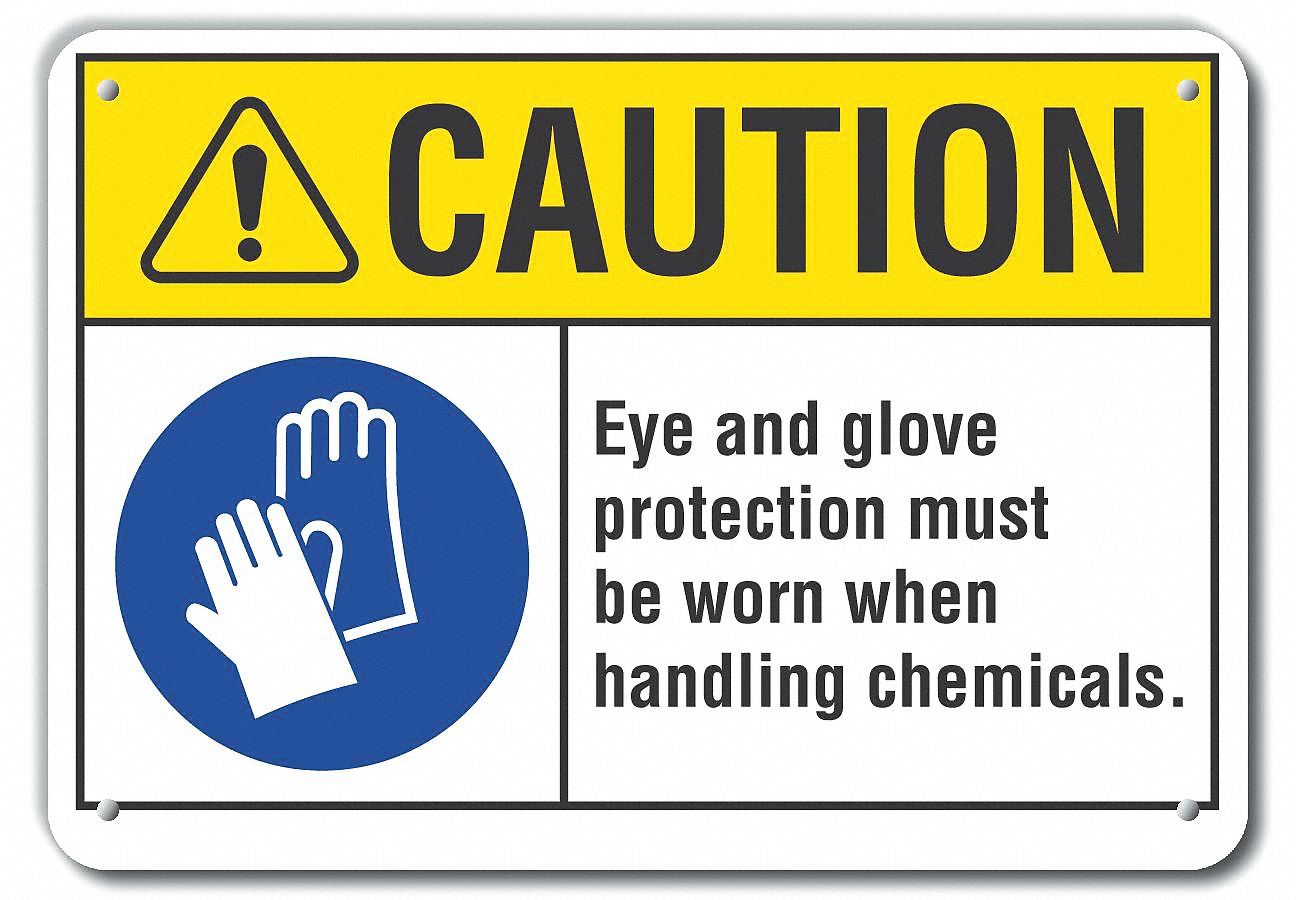 Reflective  Eye  Caution Sign: Aluminum, Mounting Holes Sign Mounting, Engineer Grade, 0.04 in Thick