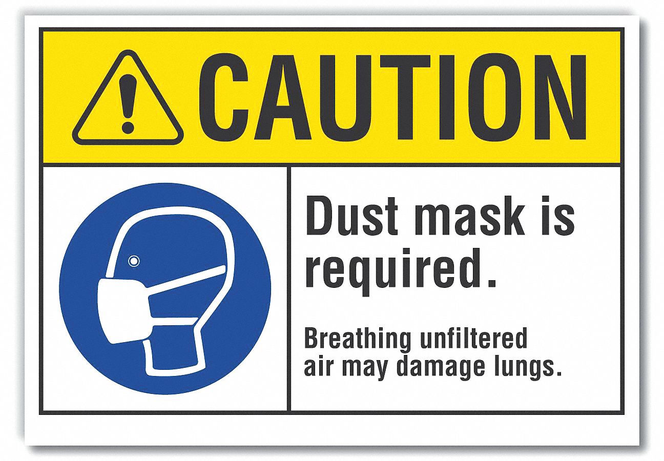  Dust Mask Caution Reflective Label: Reflective Sheeting, Adhesive Sign Mounting, Engineer Grade