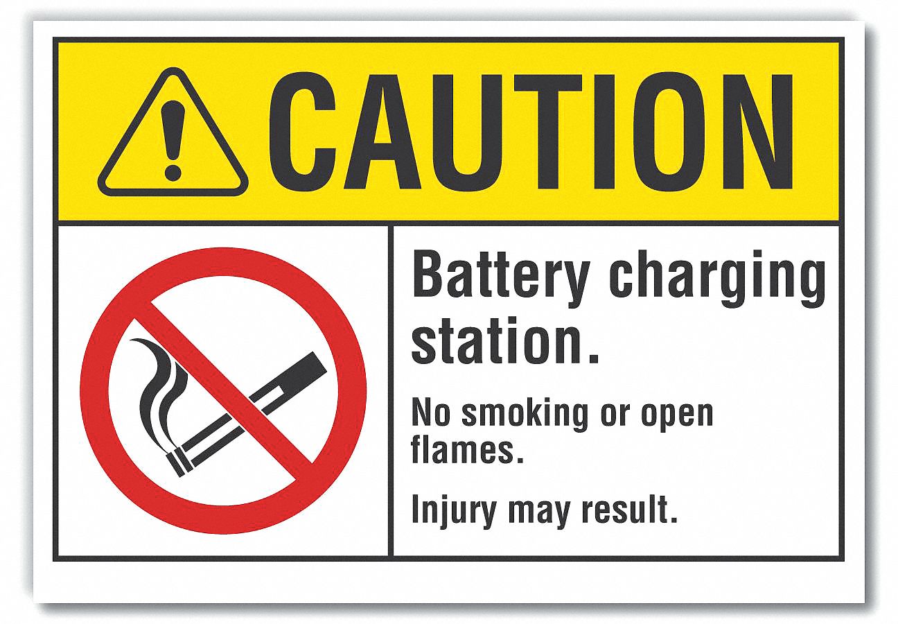  Battery Charging Caution Reflective Label: Reflective Sheeting, Adhesive Sign Mounting