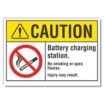 Caution: Battery Charging Station. No Smoking Or Open Flames Injury May Result. Signs