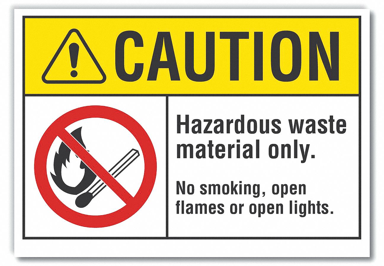  Hazardous Waste Caution Reflective Label: Reflective Sheeting, Adhesive Sign Mounting, Caution
