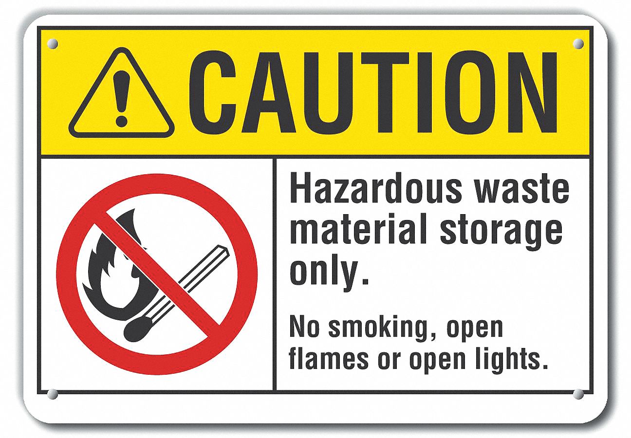 Reflective  Hazardous Waste Caution Sign: Aluminum, Mounting Holes Sign Mounting, Engineer Grade