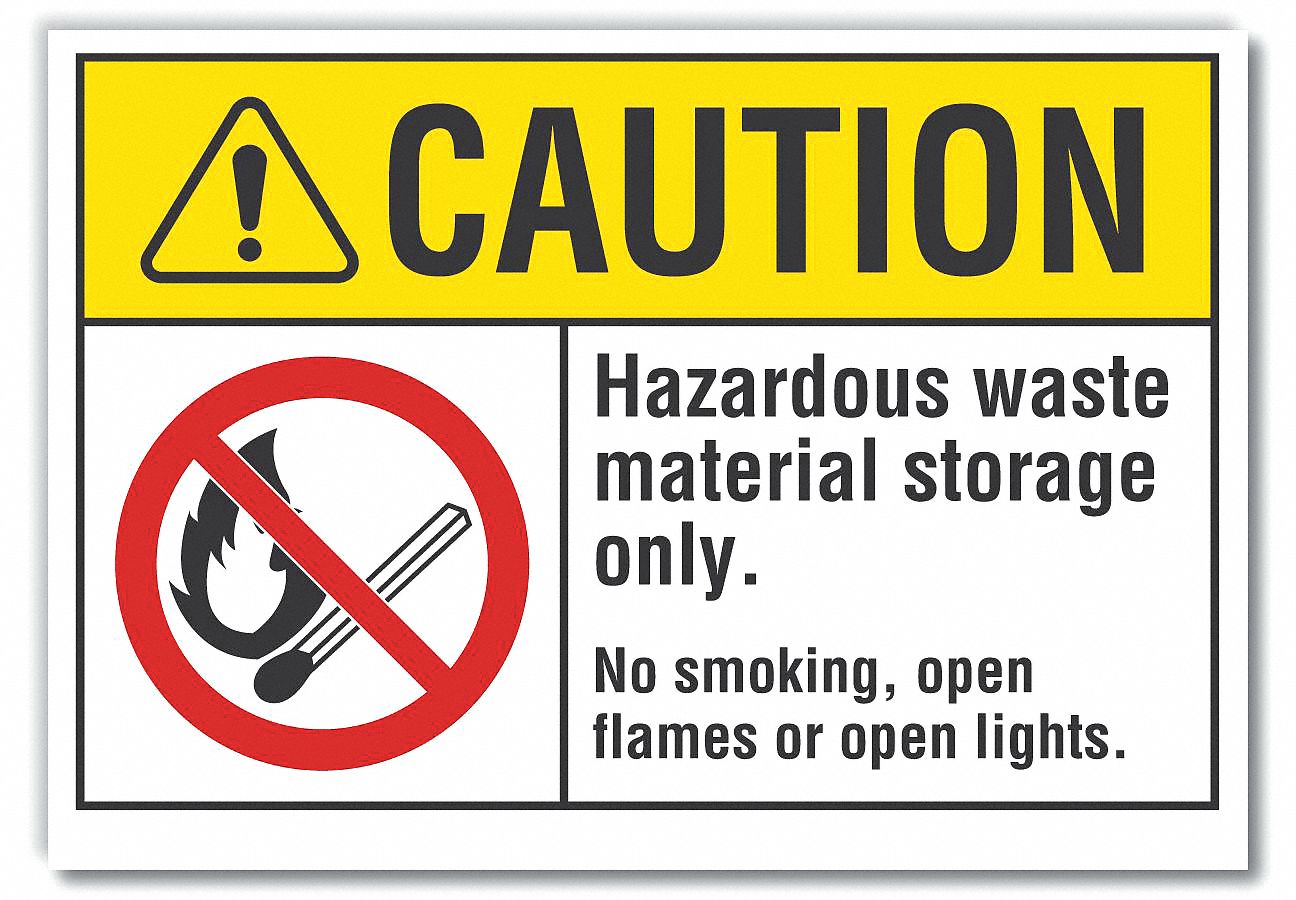  Hazardous Waste Caution Reflective Label: Reflective Sheeting, Adhesive Sign Mounting