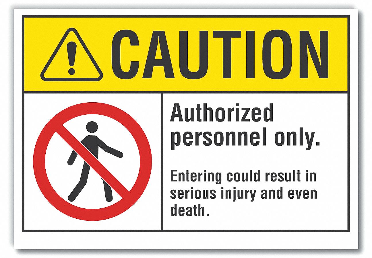  Authorized Personnel Caution Reflective Label: Reflective Sheeting, Adhesive Sign Mounting, Caution