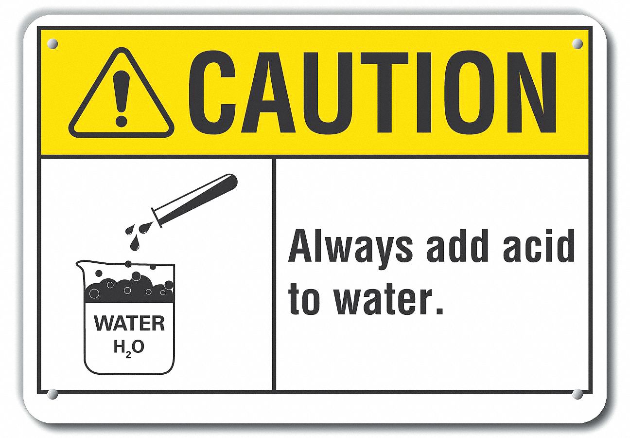 Reflective  Acid Caution Sign: Aluminum, Mounting Holes Sign Mounting, Engineer Grade, 0.04 in Thick