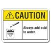 Caution: Always Add Acid To Water. Signs