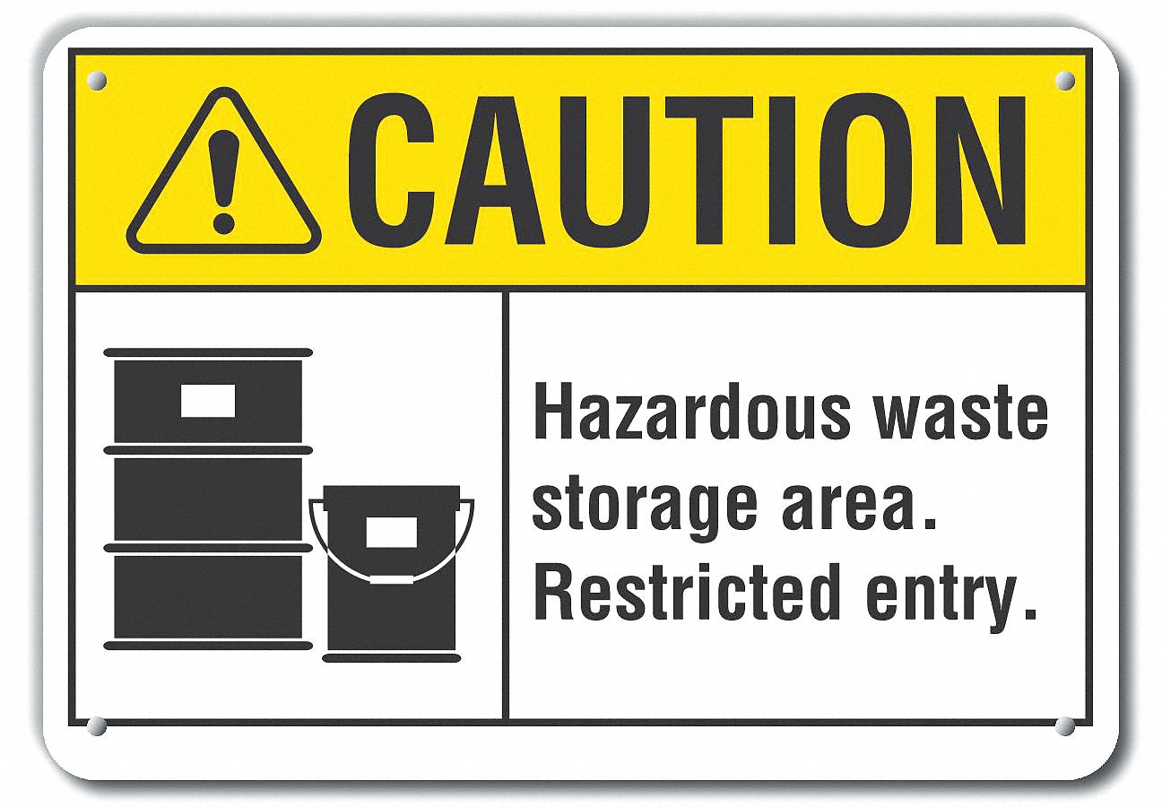 Reflective  Hazardous Waste Caution Sign: Aluminum, Mounting Holes Sign Mounting, Engineer Grade