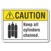 Caution: Keep All Cylinders Chained. Signs