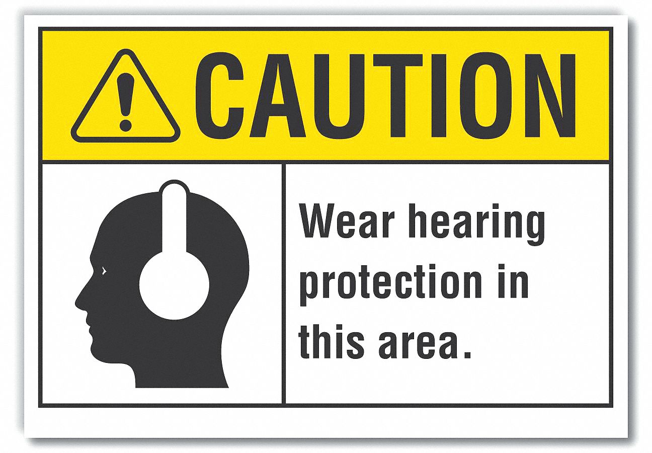  Hearing  Caution Reflective Label: Reflective Sheeting, Adhesive Sign Mounting, Engineer Grade