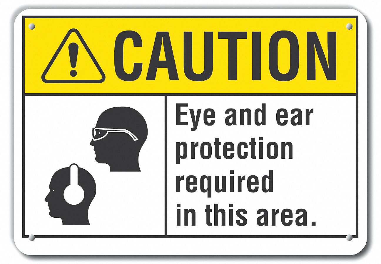 Reflective  Eye & Ear  Caution Sign: Aluminum, Mounting Holes Sign Mounting, Engineer Grade, Caution